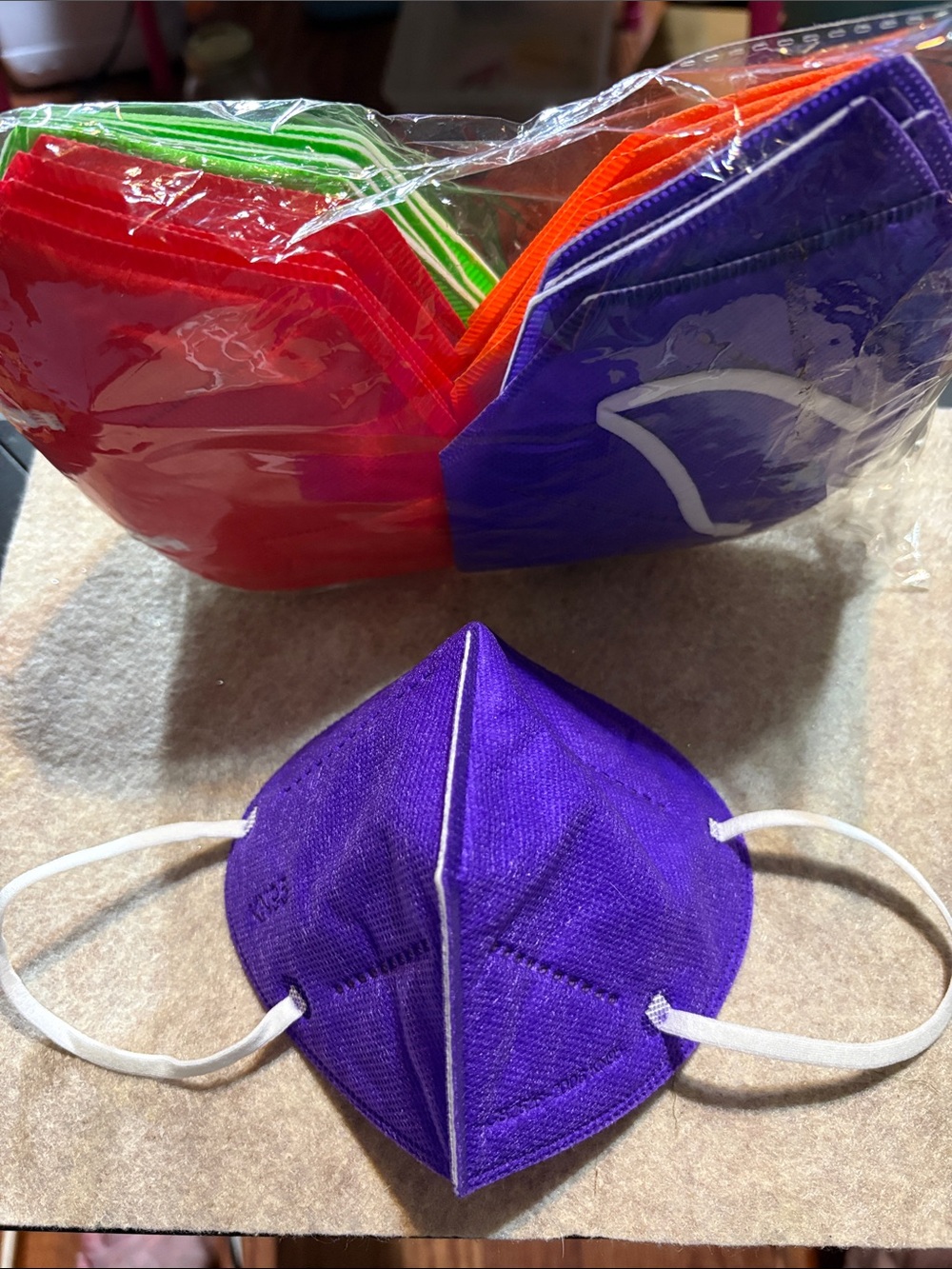20 Face Masks. Purple, Red, Green & Orange Face Masks - KN95 Disposable Masks